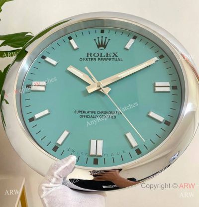 New Rolex Oyster Perpetual Wall Clock Turquoise Blue Stainless Steel